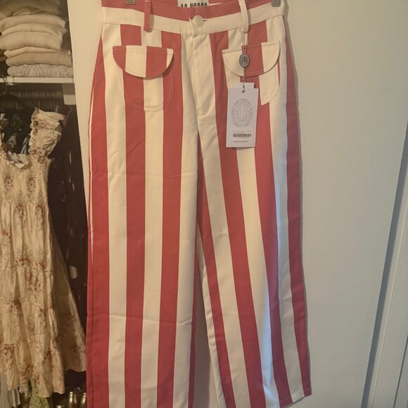 La Veste Parasol Cotton Pants - Red/White - Picture 3 of 7